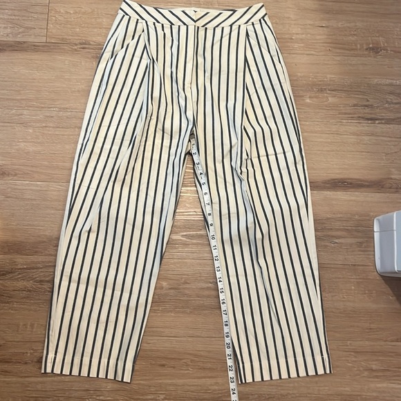 Mo Vint Women Cropped Stripe Wide Leg Pants, Blue Stripe Size - Medium NWT - Picture 9 of 12